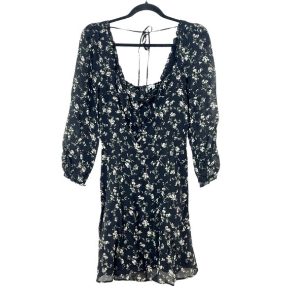 Reformation Remi Mini Dress Floral Black Size 6 Pre-Loved - Picture 1 of 6